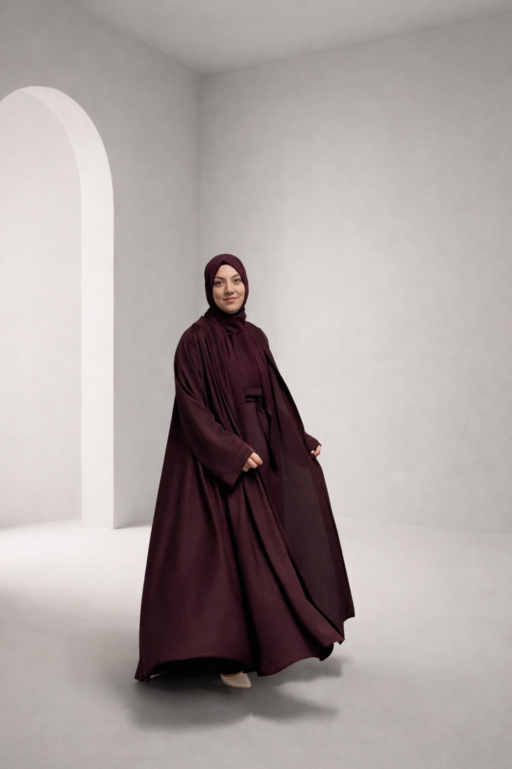 Burgundy 3-piece Farah Abaya