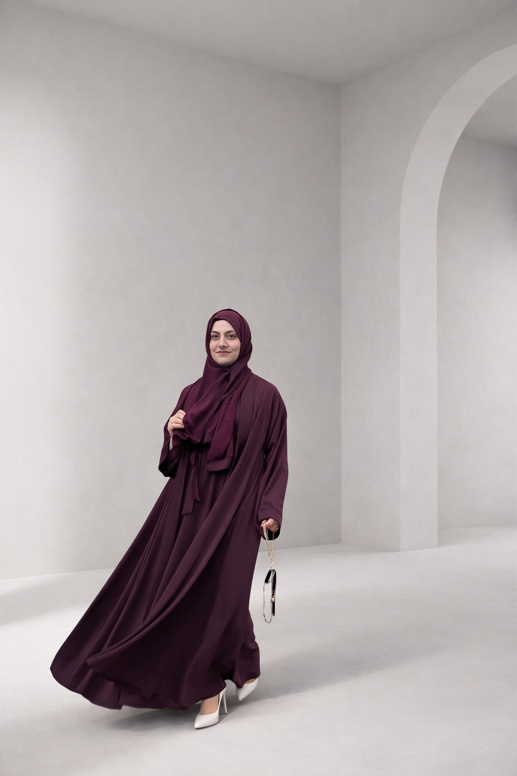 Burgundy 3-piece Farah Abaya
