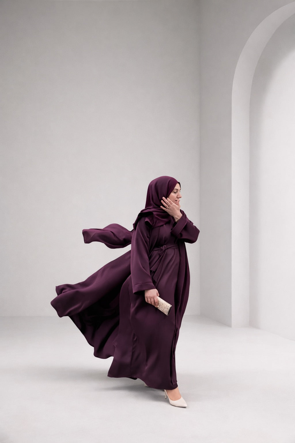 Burgundy 3-piece Farah Abaya