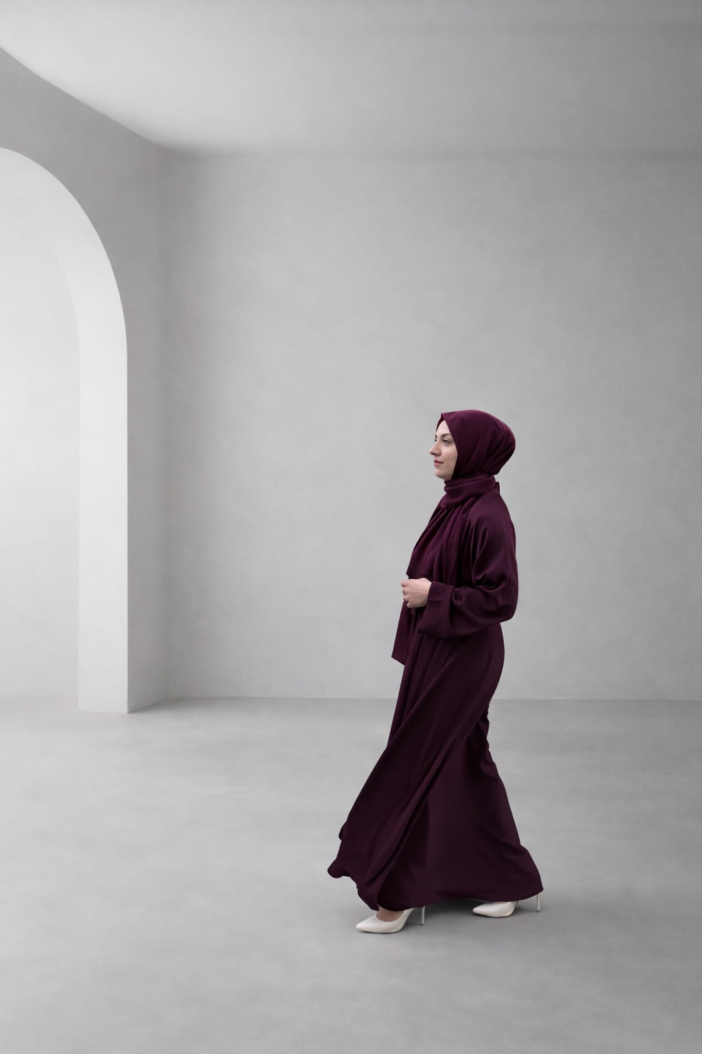 Burgundy 3-piece Farah Abaya
