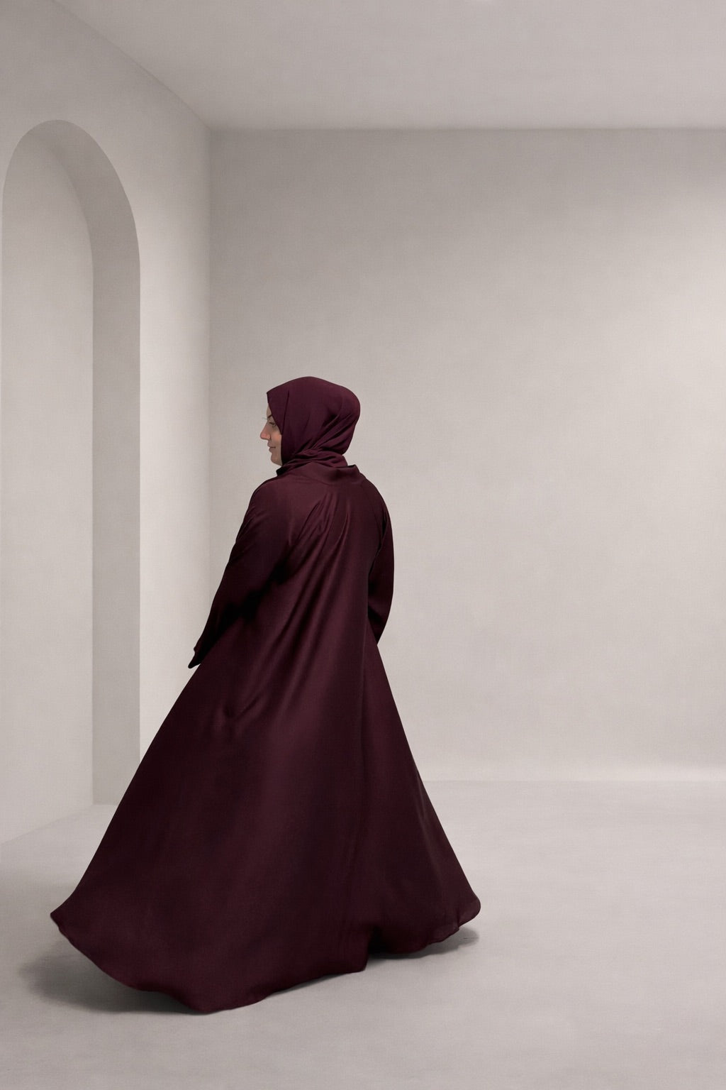 Burgundy 3-piece Farah Abaya