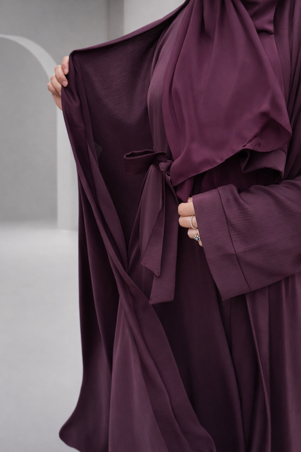 Burgundy 3-piece Farah Abaya