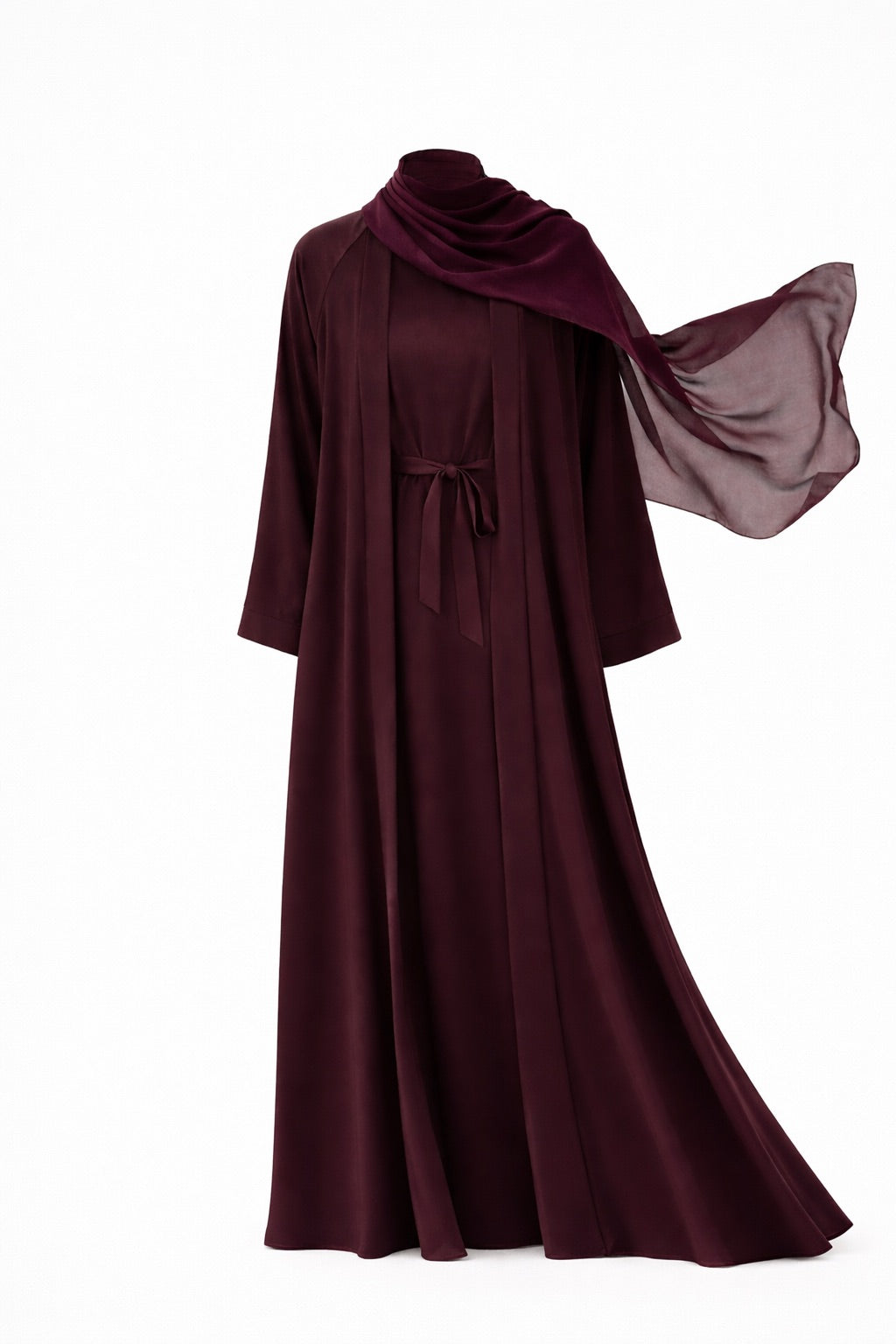 Burgundy 3-piece Farah Abaya