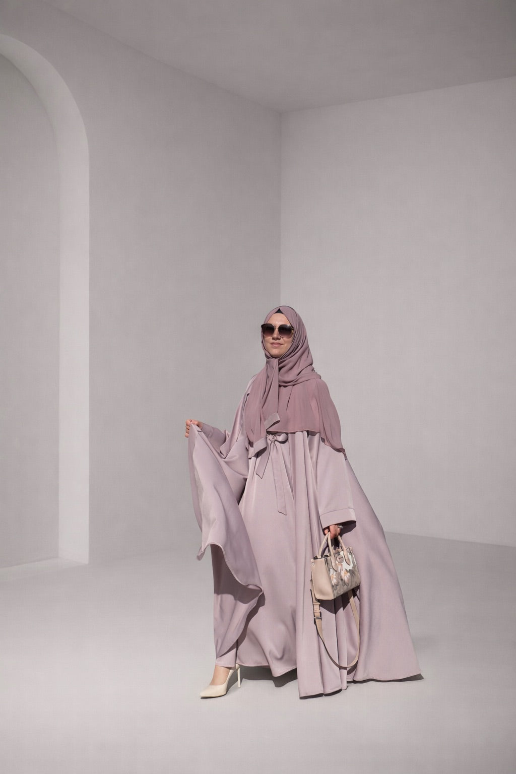 Dusty Mouve 3-piece set Farah Abaya