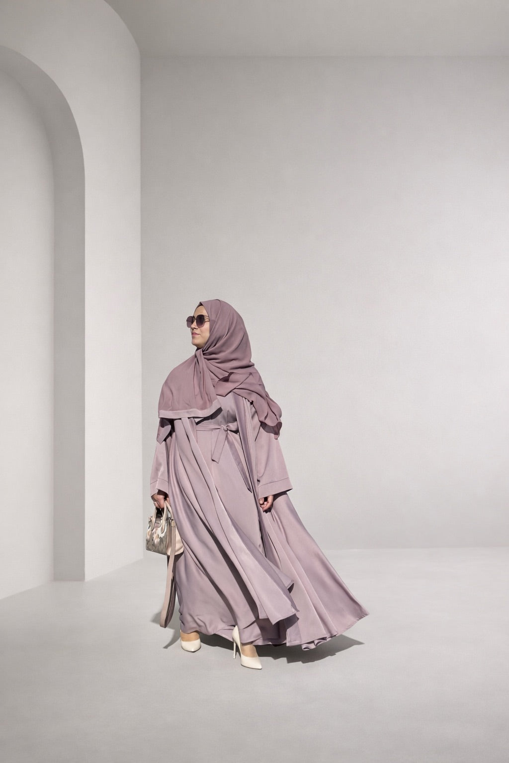 Dusty Mouve 3-piece set Farah Abaya
