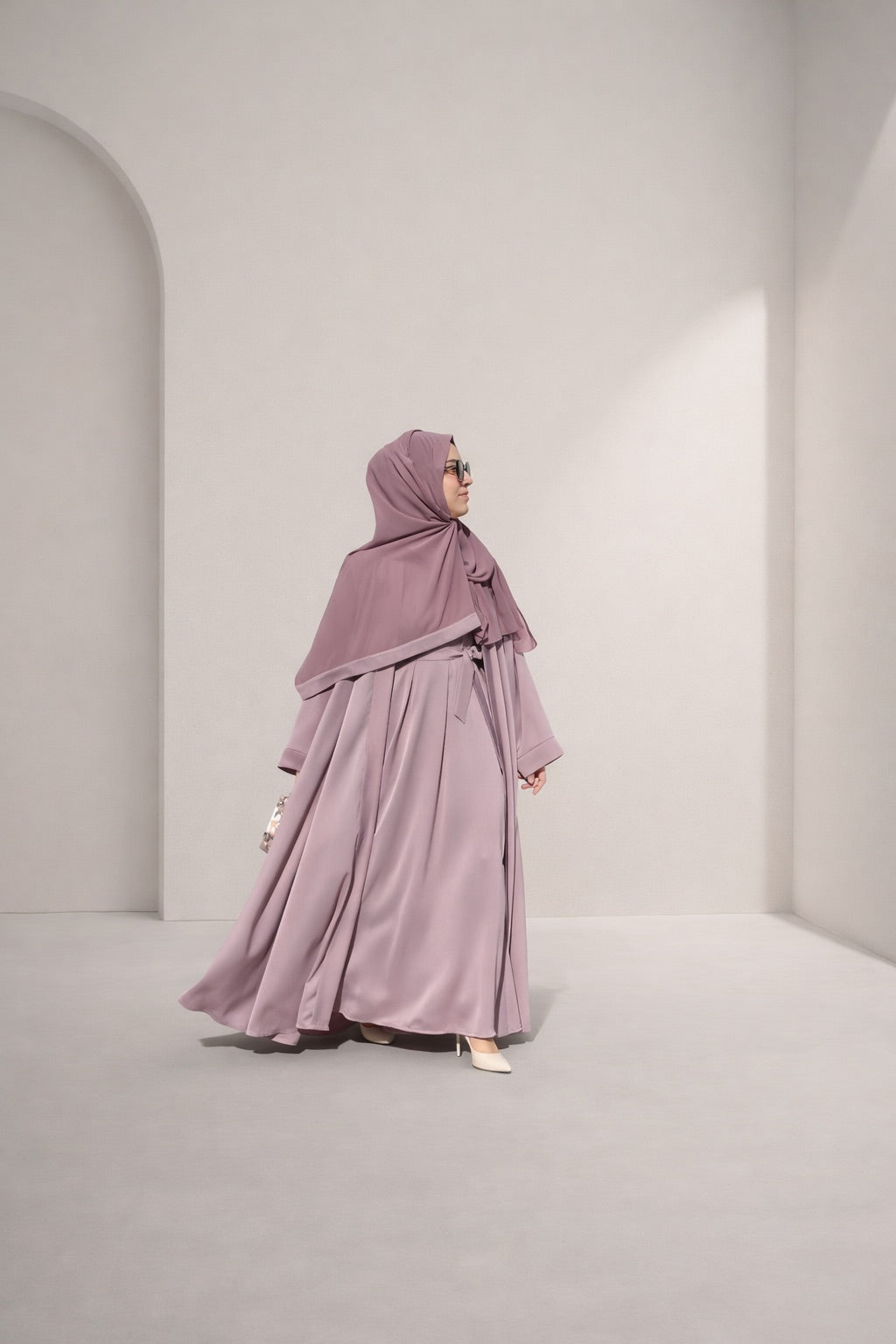 Dusty Mouve 3-piece set Farah Abaya