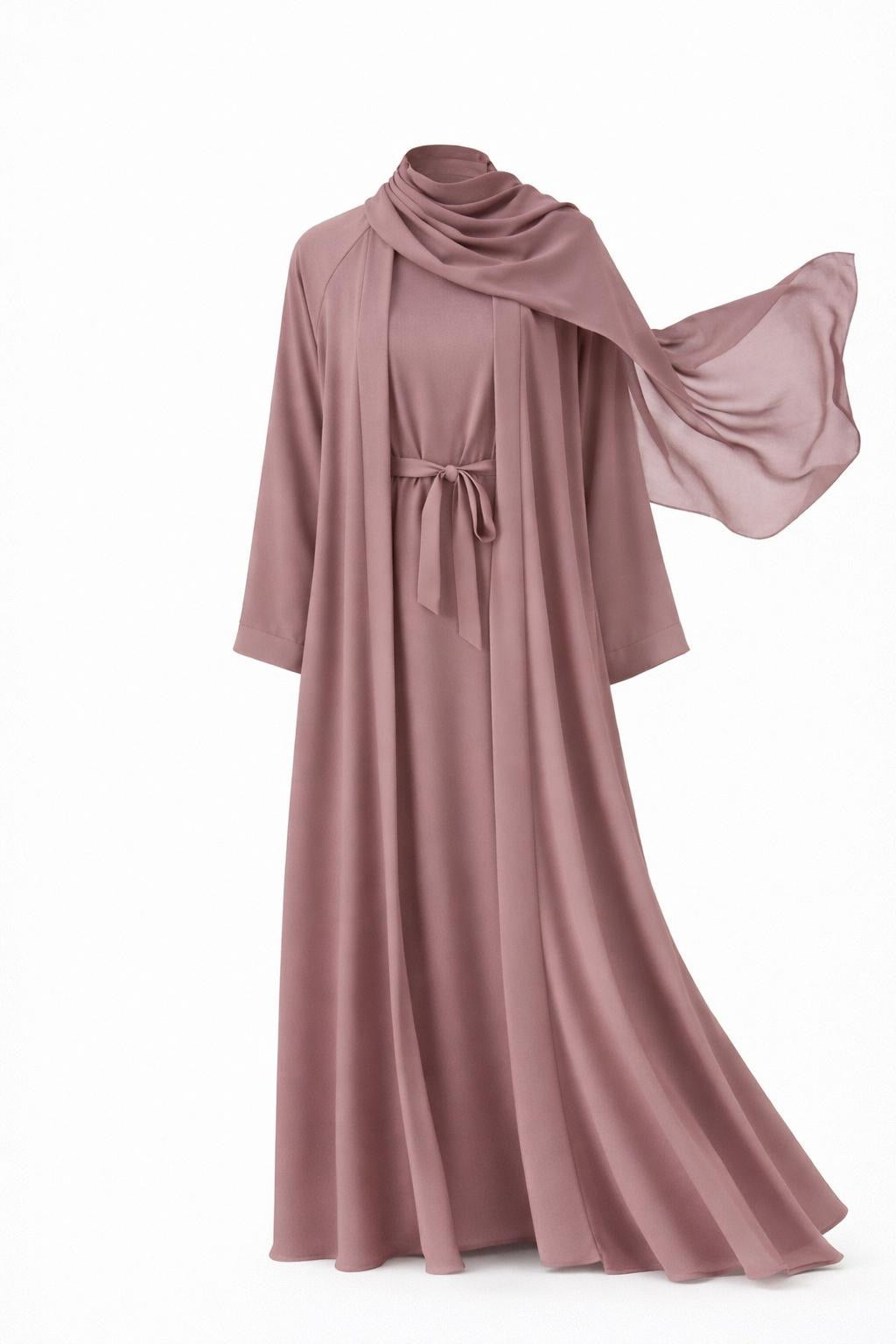 Dusty Mouve 3-piece set Farah Abaya