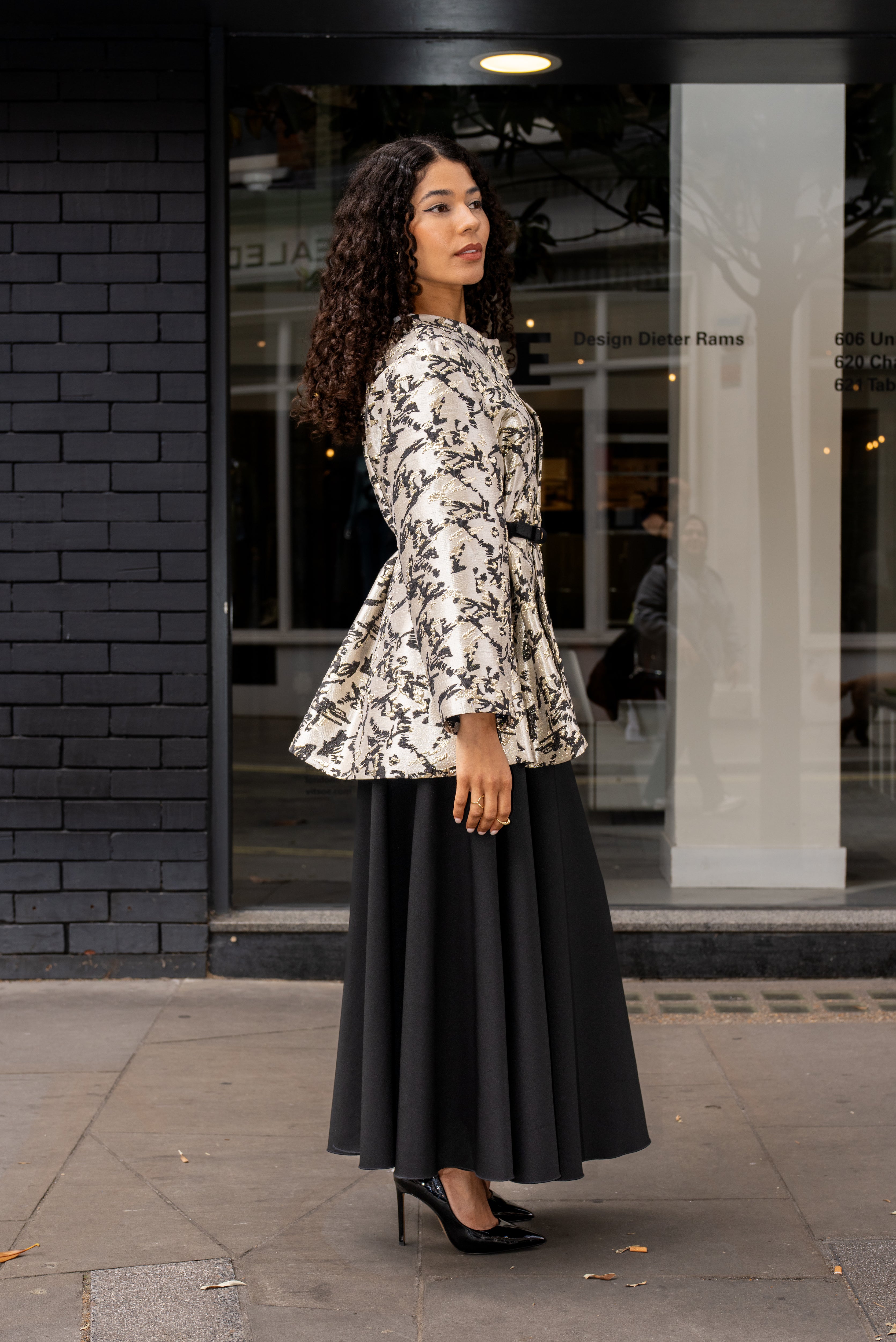 Handmade Tulip Brocade Jacket – Black