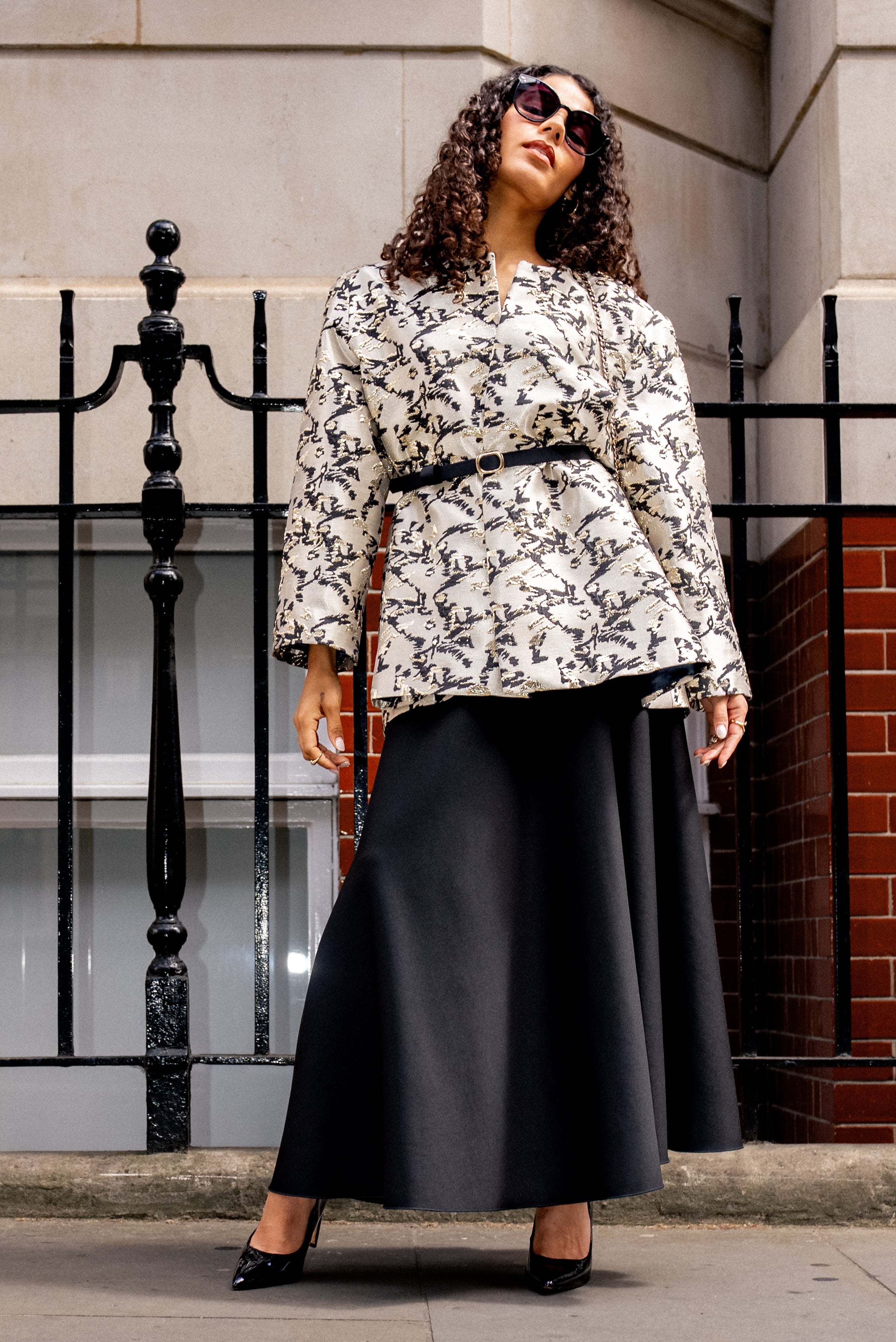 Handmade Flared Scuba Crepe Skirt – Black