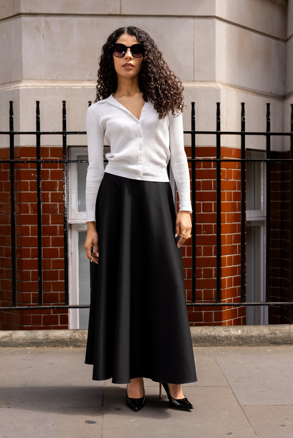 Handmade Flared Scuba Crepe Skirt – Black