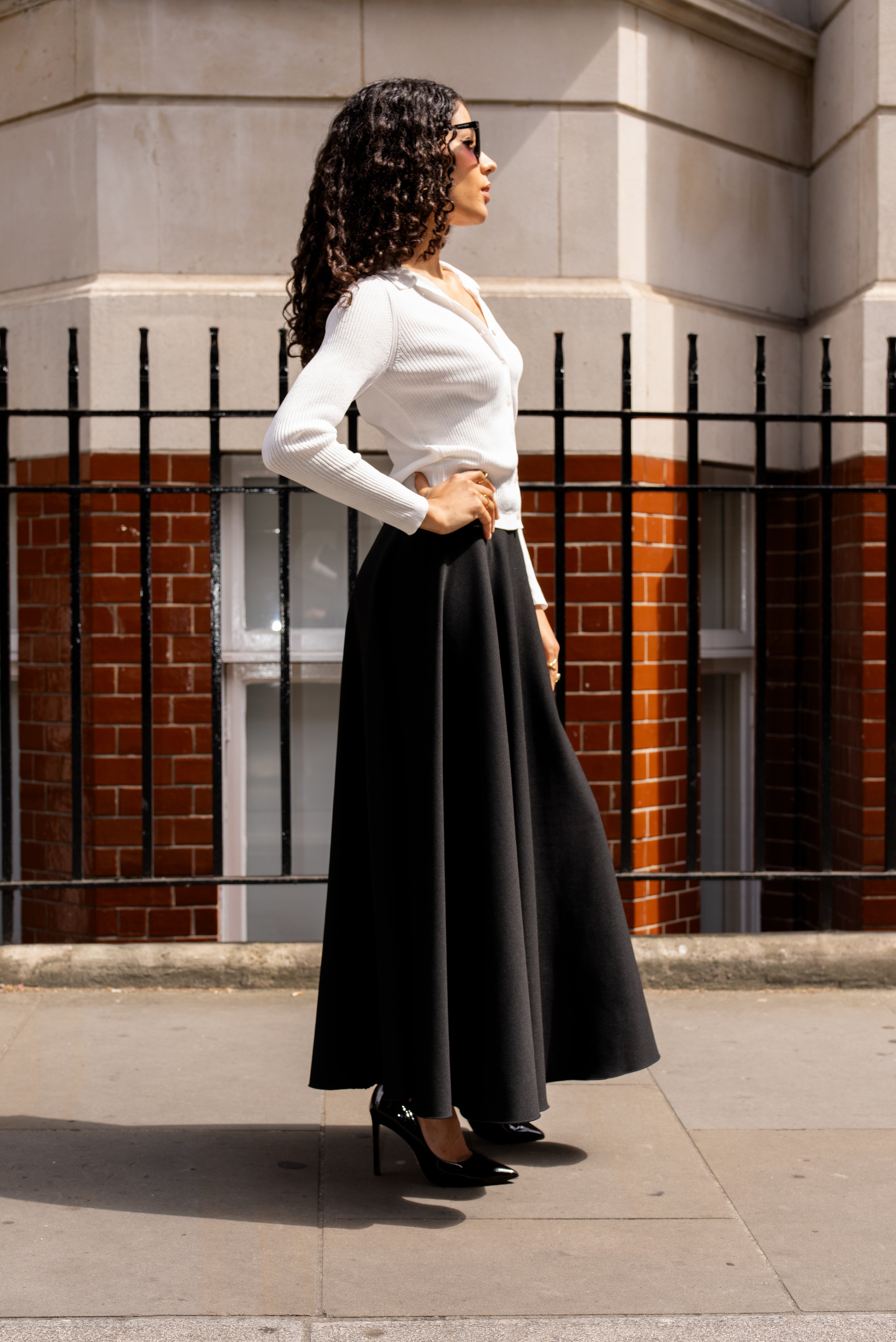 Handmade Flared Scuba Crepe Skirt – Black
