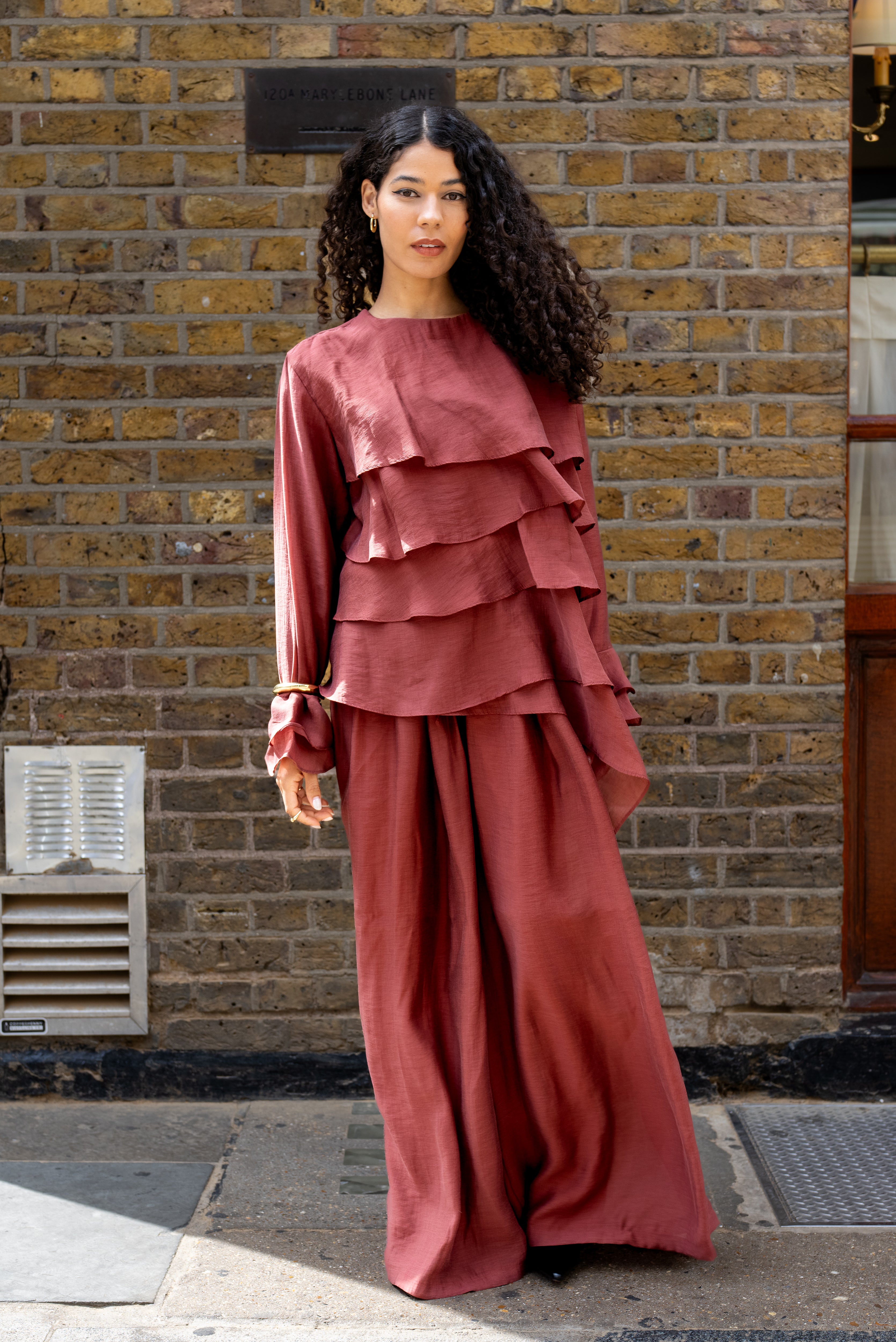 Peony Ruffle Top & Wide Leg Pants Co-Ord Set