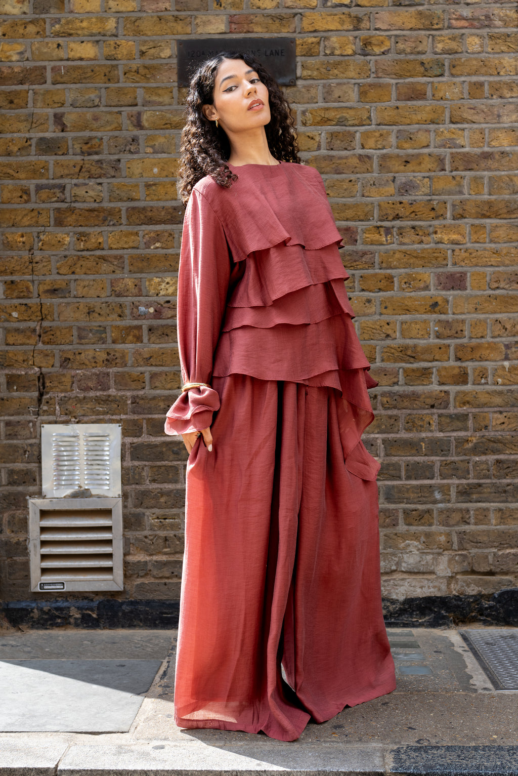 Peony Ruffle Top & Wide Leg Pants Co-Ord Set