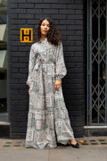 Printed Cotton Maxi Dress With Belt