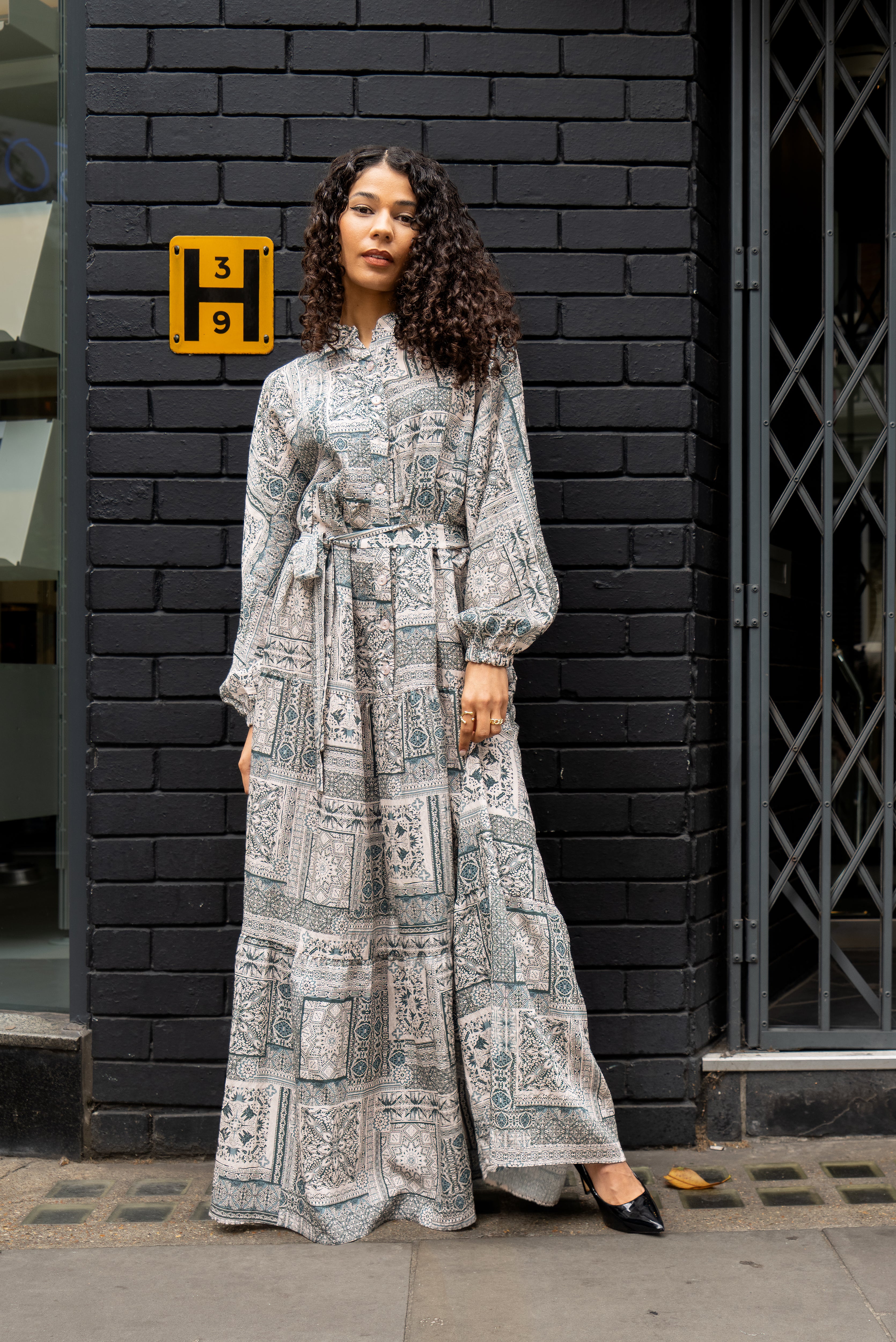 Printed Cotton Maxi Dress With Belt