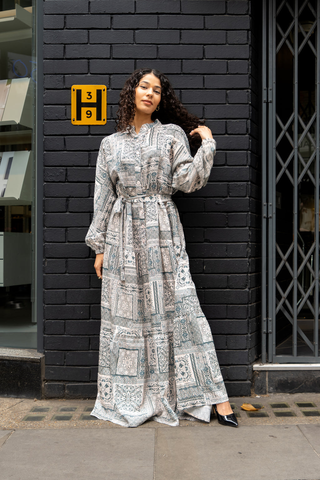 Printed Cotton Maxi Dress With Belt