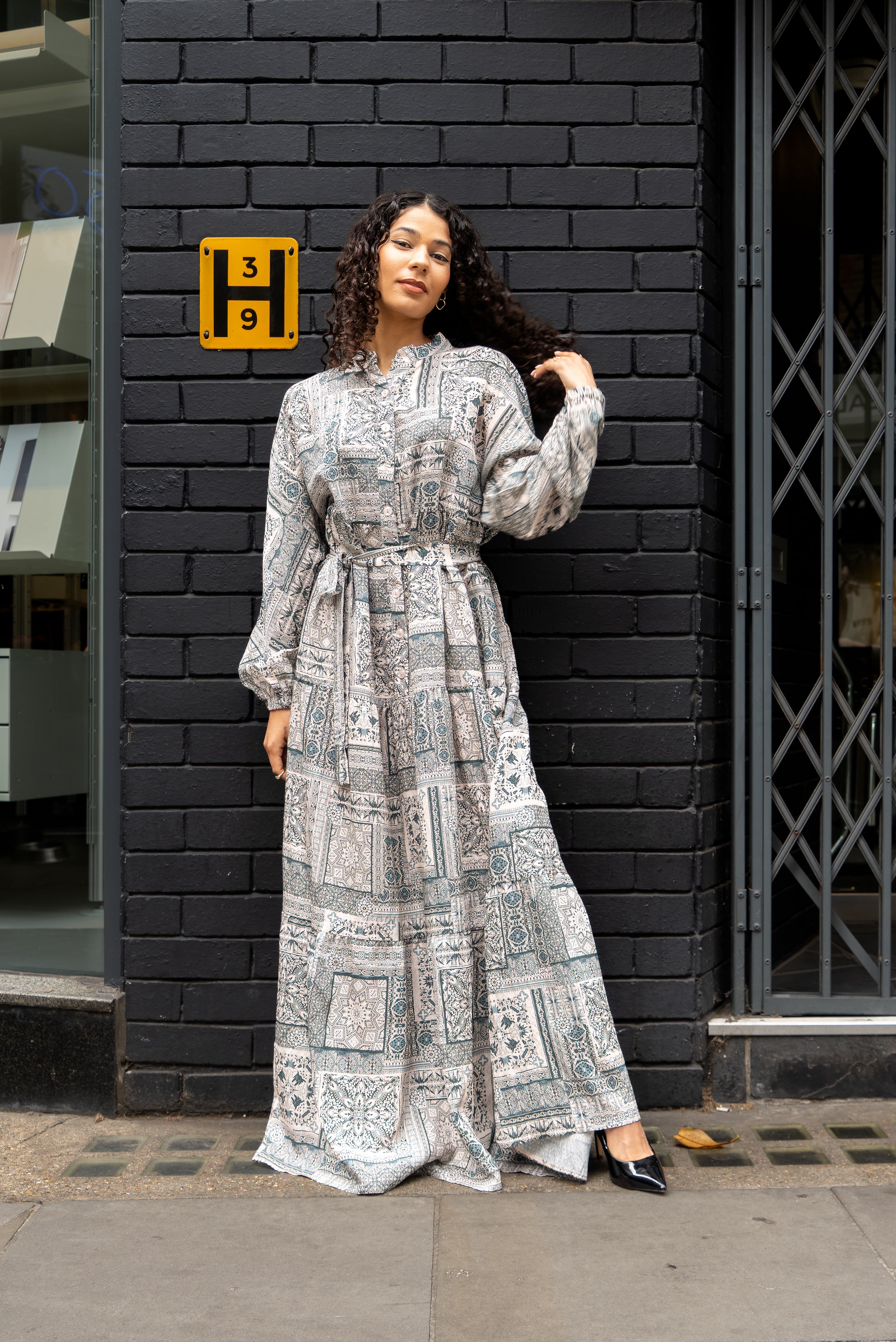 Printed Cotton Maxi Dress With Belt