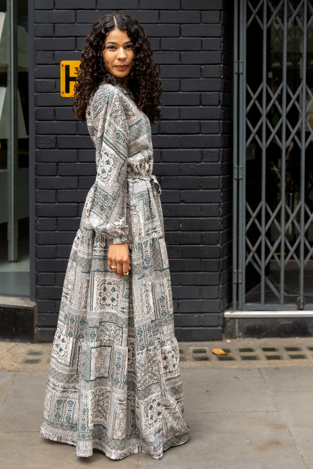Printed Cotton Maxi Dress With Belt
