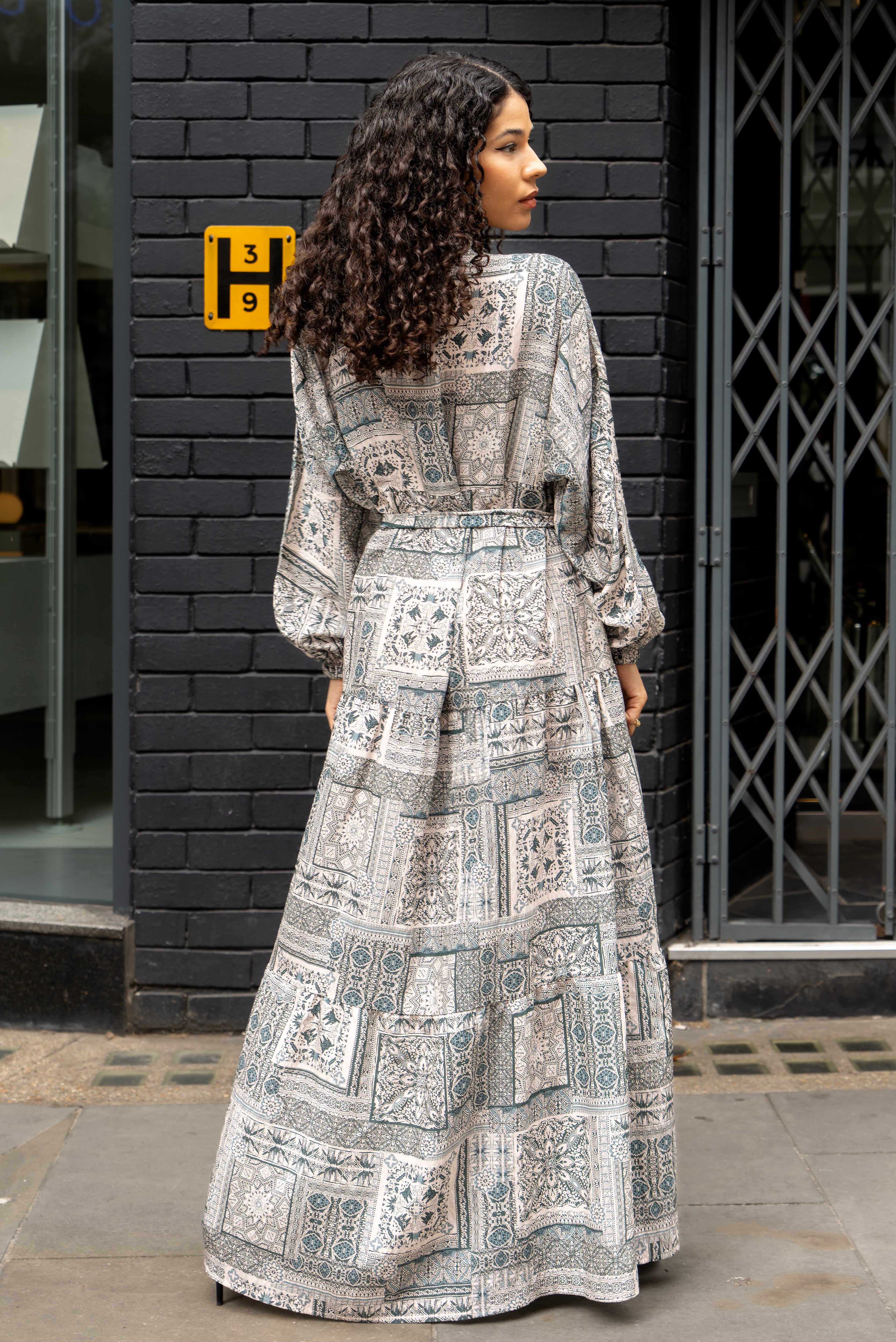 Printed Cotton Maxi Dress With Belt