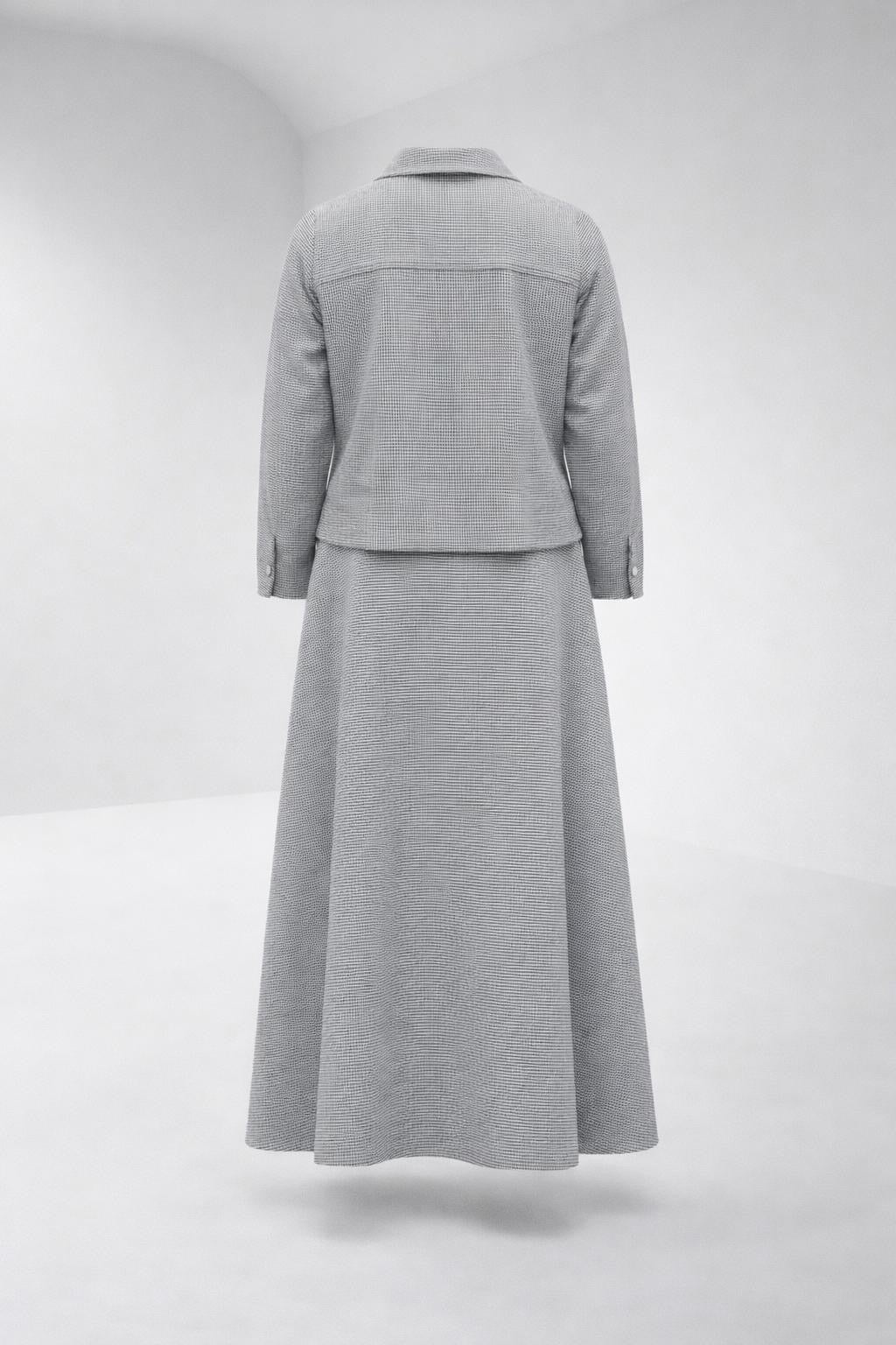 Women’s Linen Two-Piece Set – Embellished Collar Top & Maxi Skirt